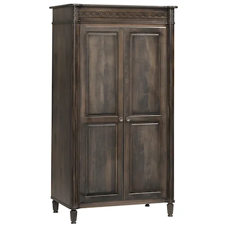 Traditional Solid Wood Wardrobe with Hanging Rod